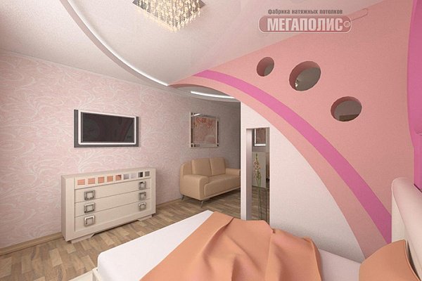 натяжной потолок в спальне
